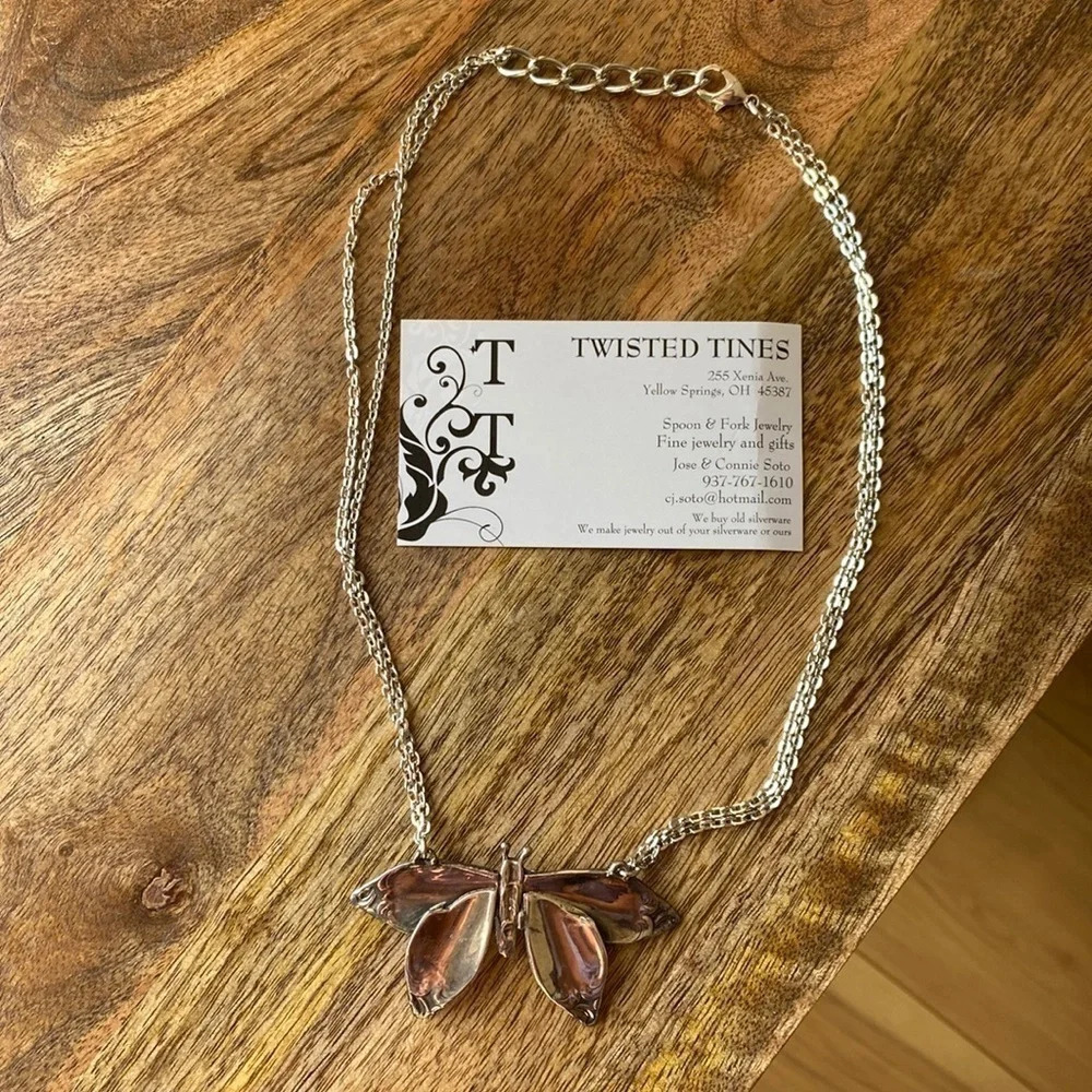 Vintage Butterfly Necklace Sterling Silver